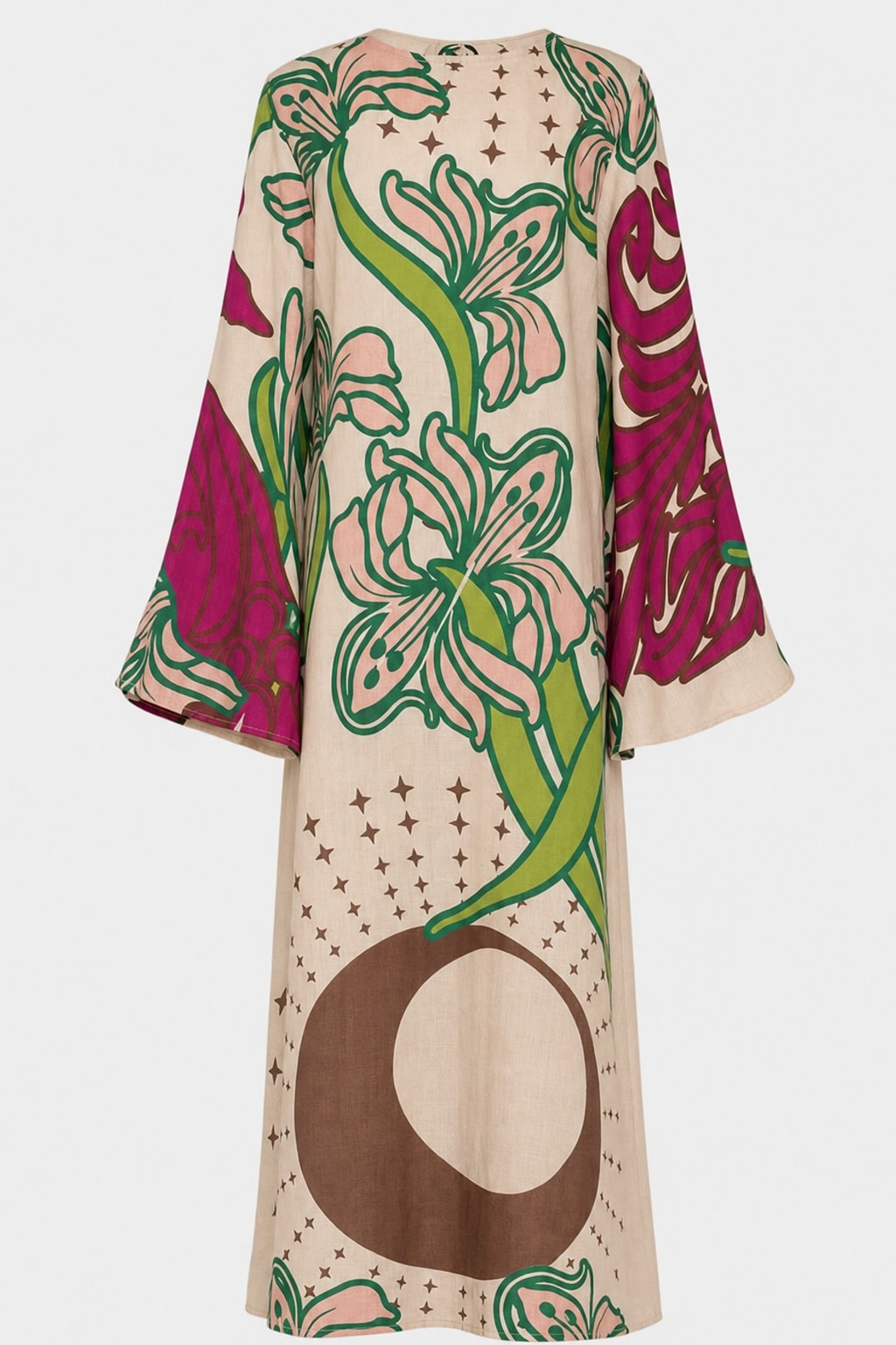 Linen Blend Tunic Maxi Dress with Balloon Sleeves - 5