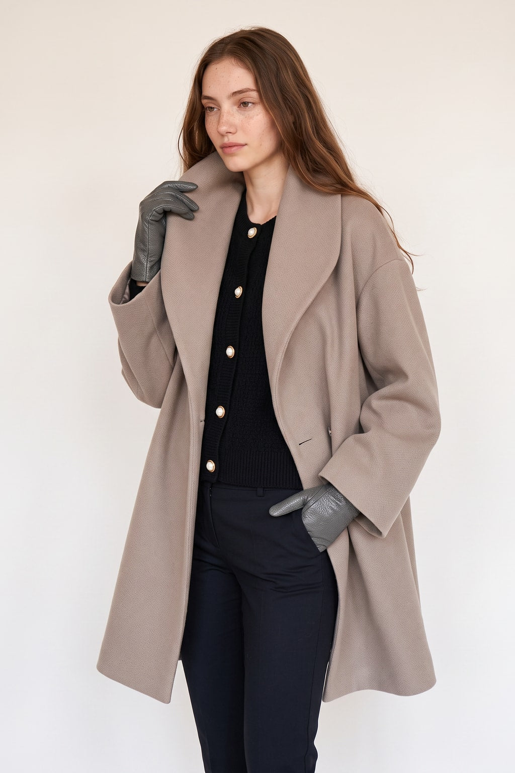 Women's Belted Warm Wool-Blend Coat Oversized Fit - 5