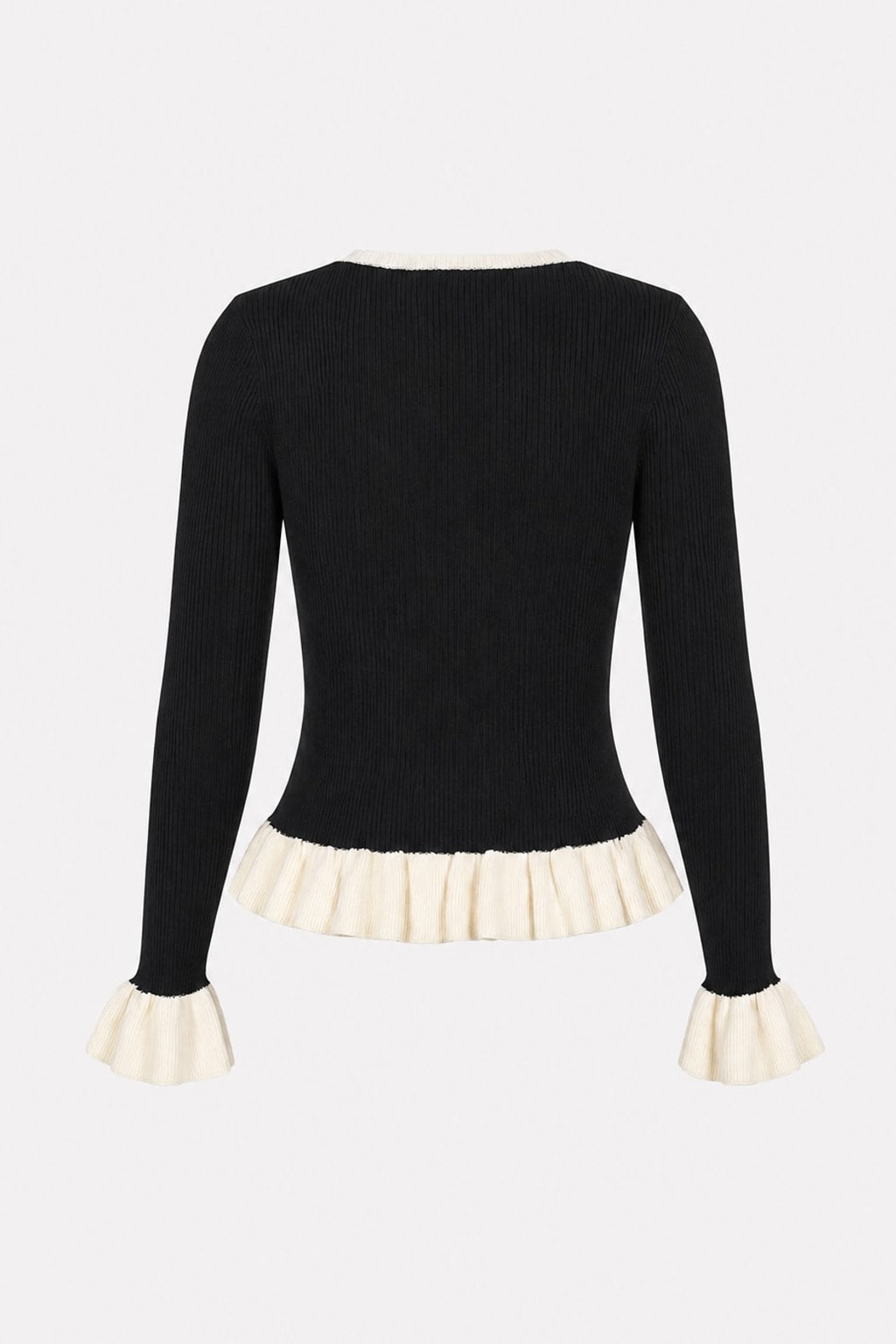 Black Knit V-Neck Cardigan With Contrast Trim - 5