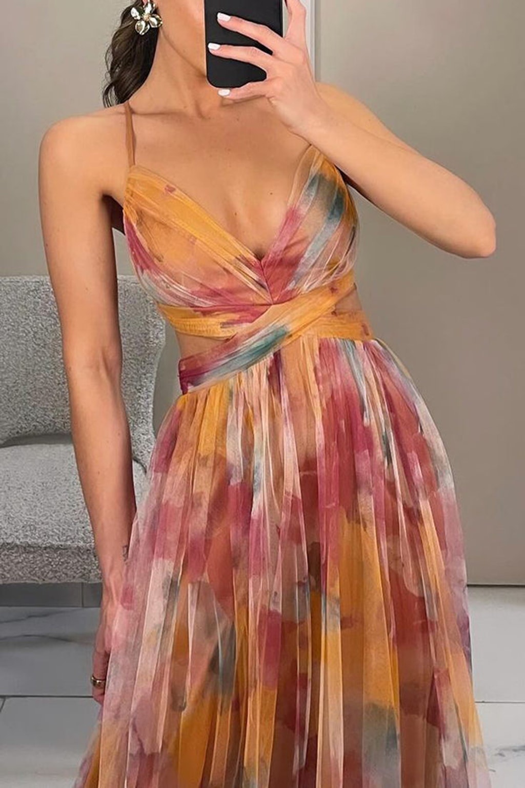 Effortless Flowy Maxi Dress With Colorful Print Detail - 5