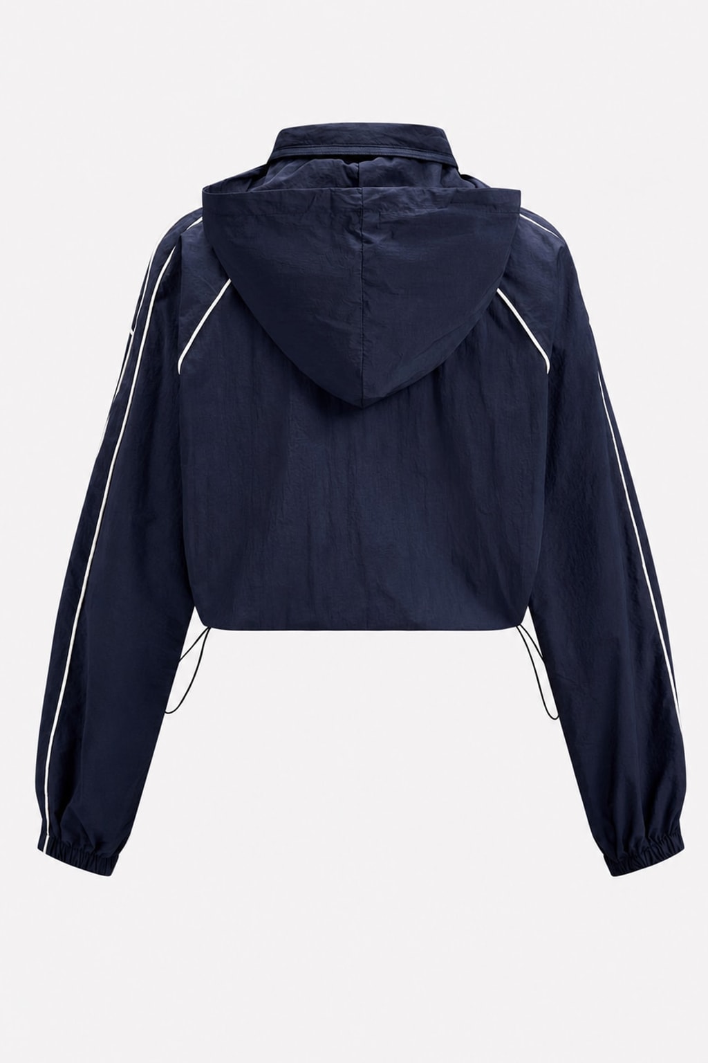 Navy Woven Two-Piece Short Set With Hidden Hood - 5
