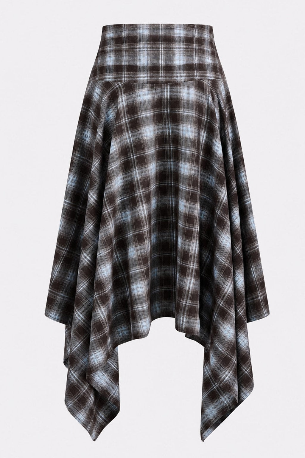 Plaid Midi Skirt With Asymmetric Hem - 5