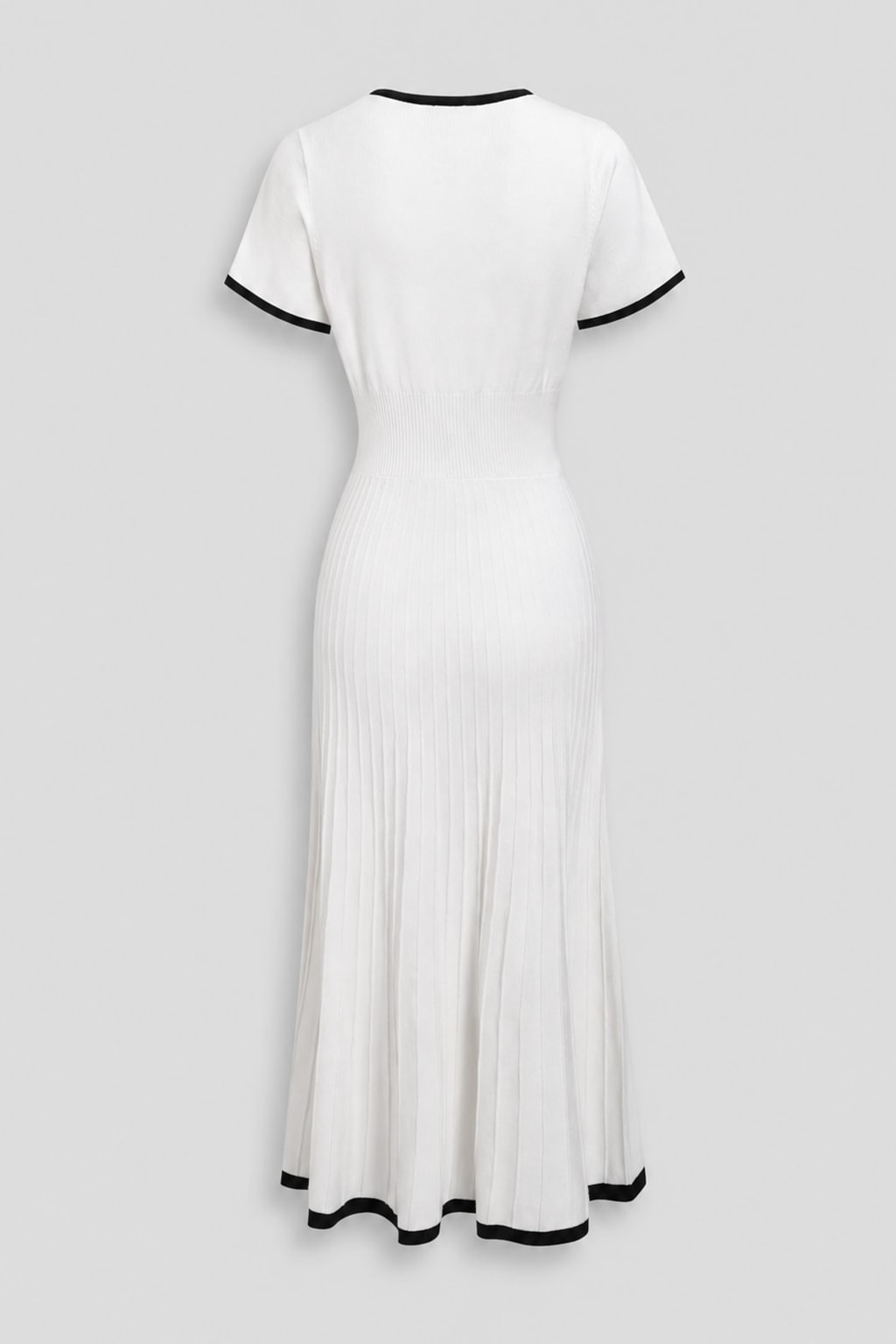Soft Knit Sweater Midi Dress With Contrast Trim - 6