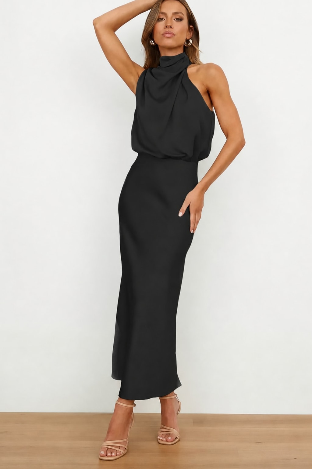 Polyester Maxi Dress With Halter Neck - 7
