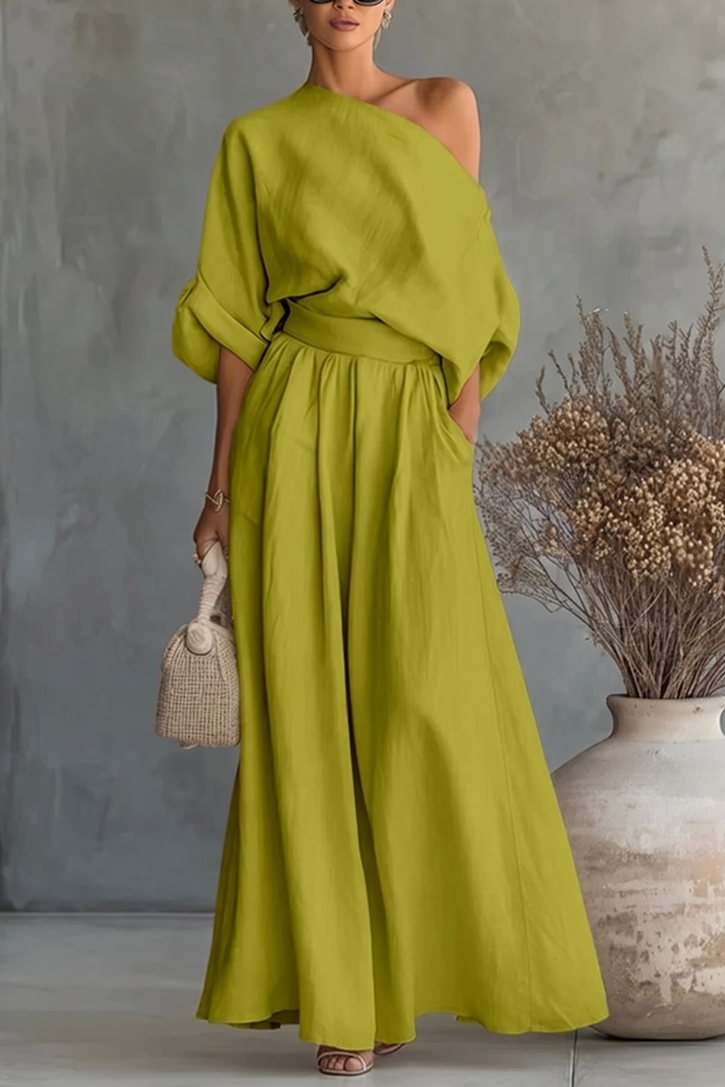 Effortless Two-Piece Set With One-Shoulder Top - 6