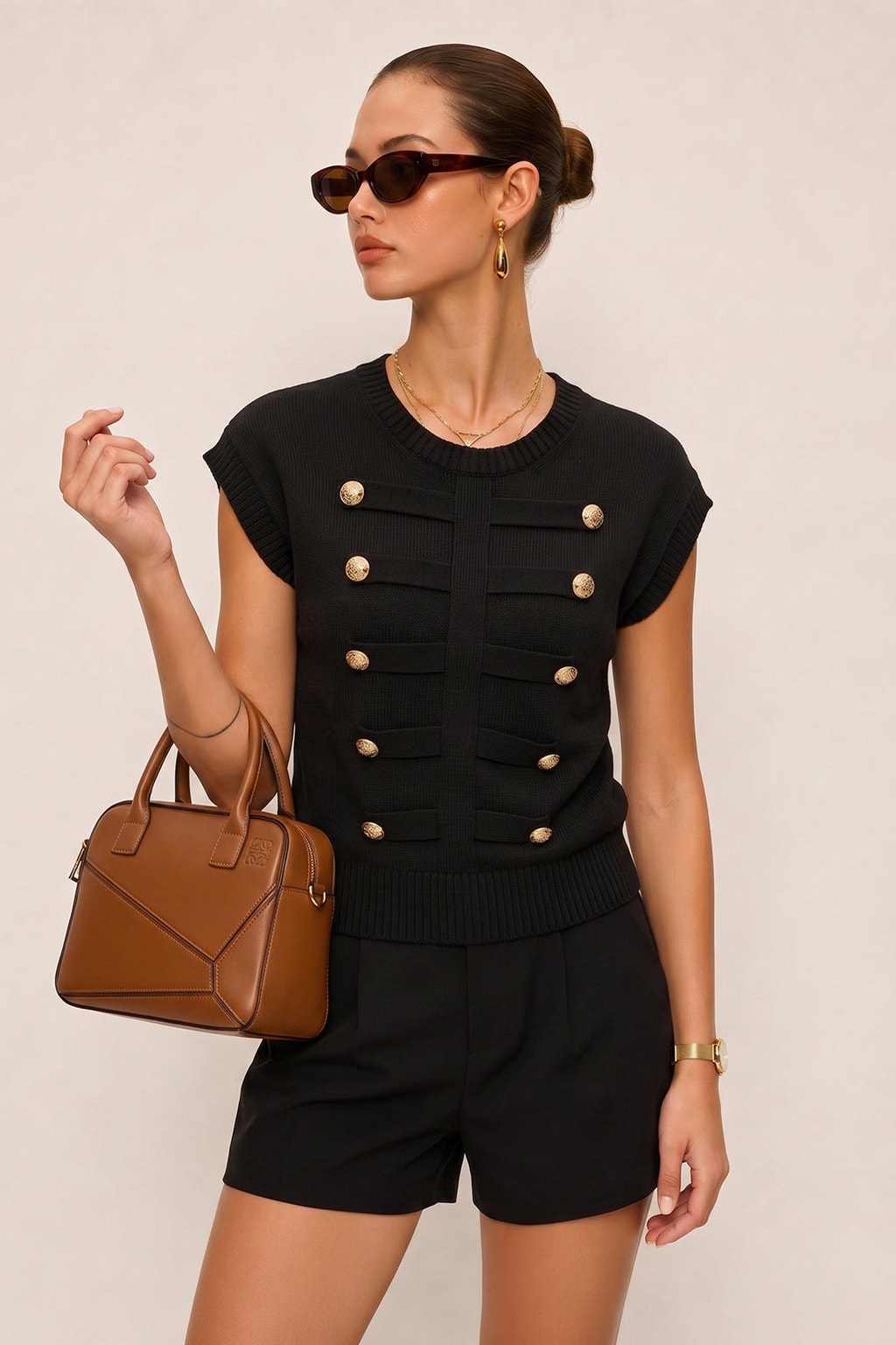 Knit Tank Top With Metal Detail - 6