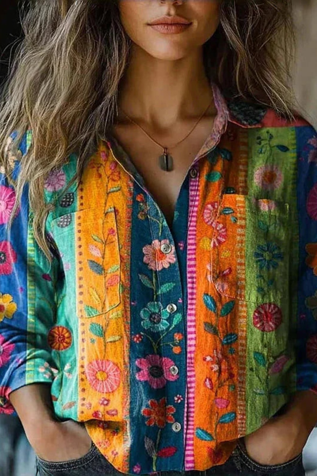 Effortless Bohemian Vintage Blouse with Relaxed Silhouette - 6
