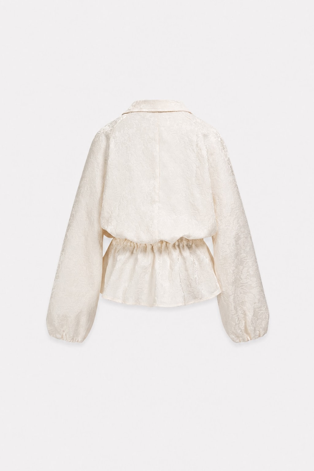 Jacquard Beige Zipper Drawstring Jacket - 6