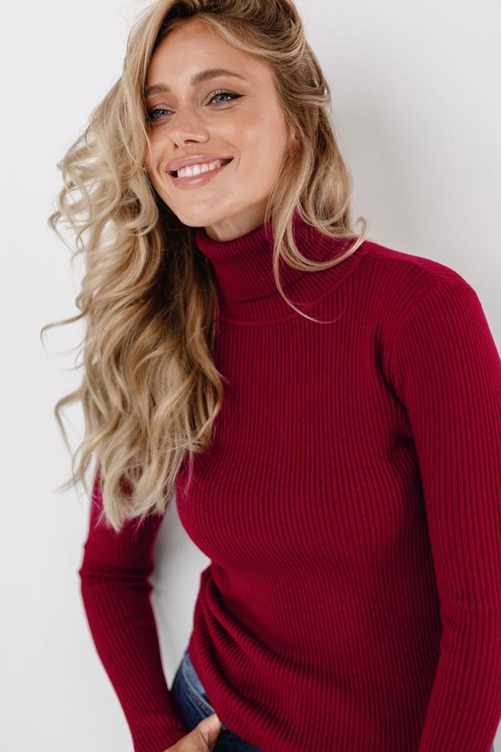 Knit Sweater Turtleneck Ribbed Black - 5