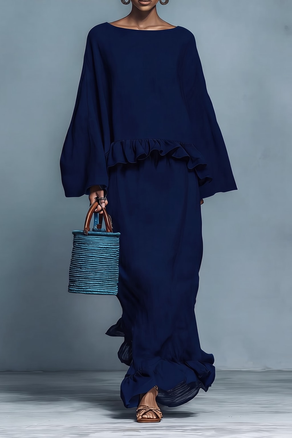 Effortless Ruffled Two-Piece Blouse and Skirt Set - 6