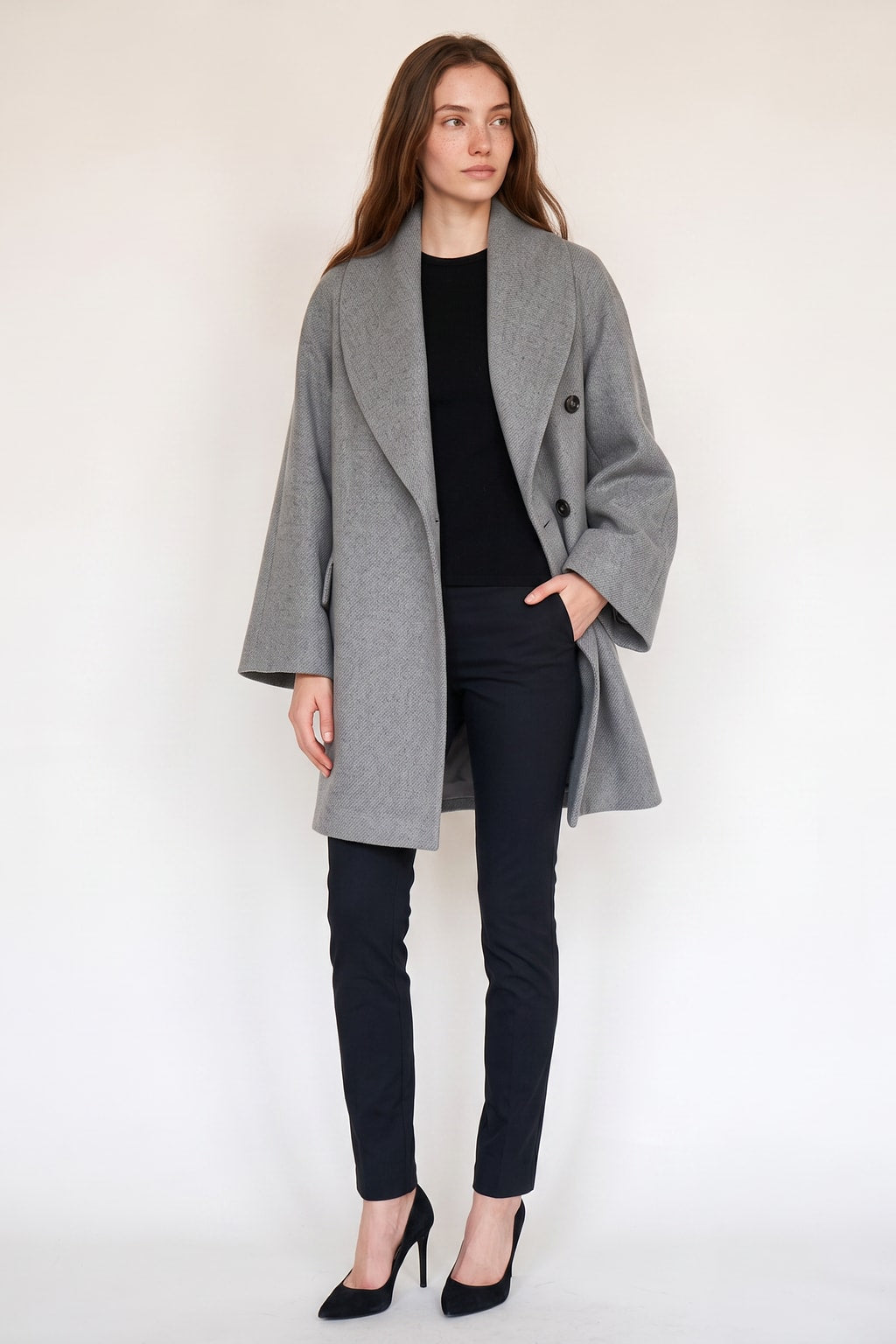 Women's Belted Warm Wool-Blend Coat Oversized Fit - 6