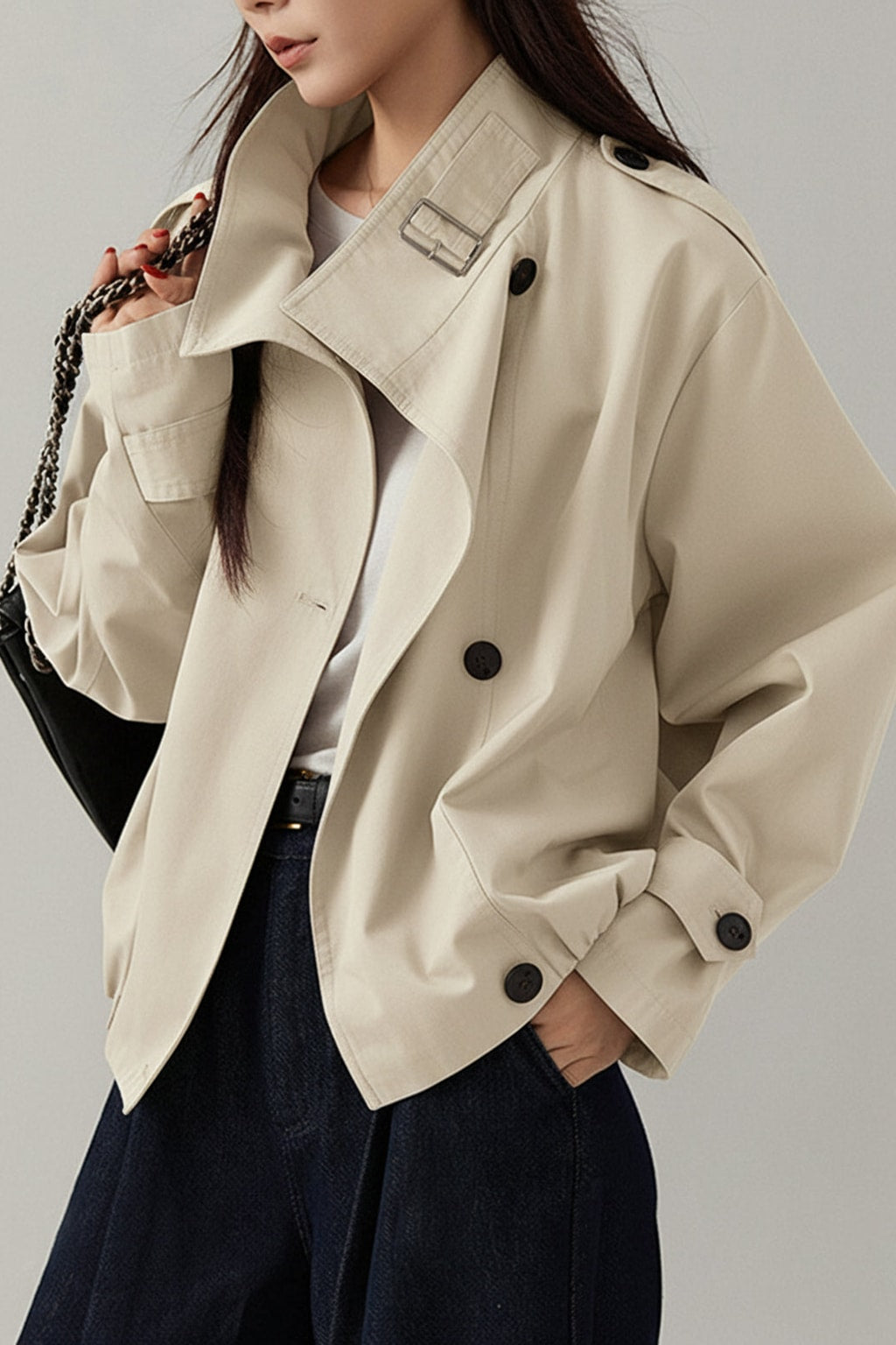 Polyester Trench Coat With Relaxed Fit - 6