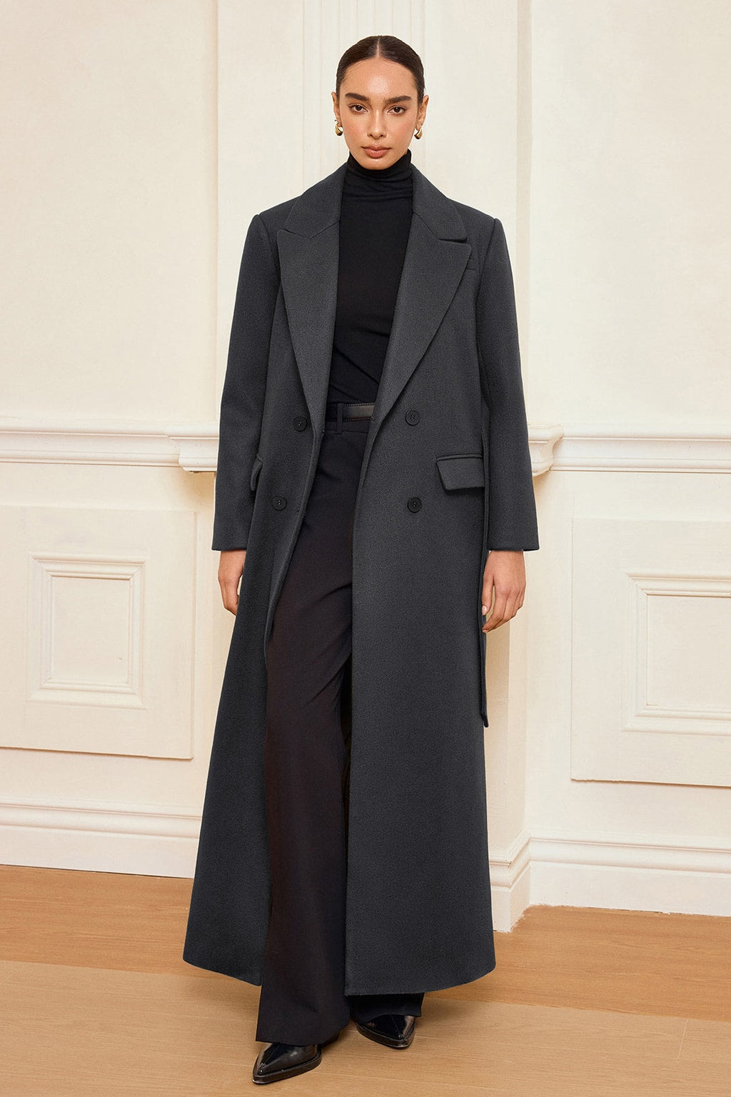 Tweed Double-Breasted Belted Coat - 6