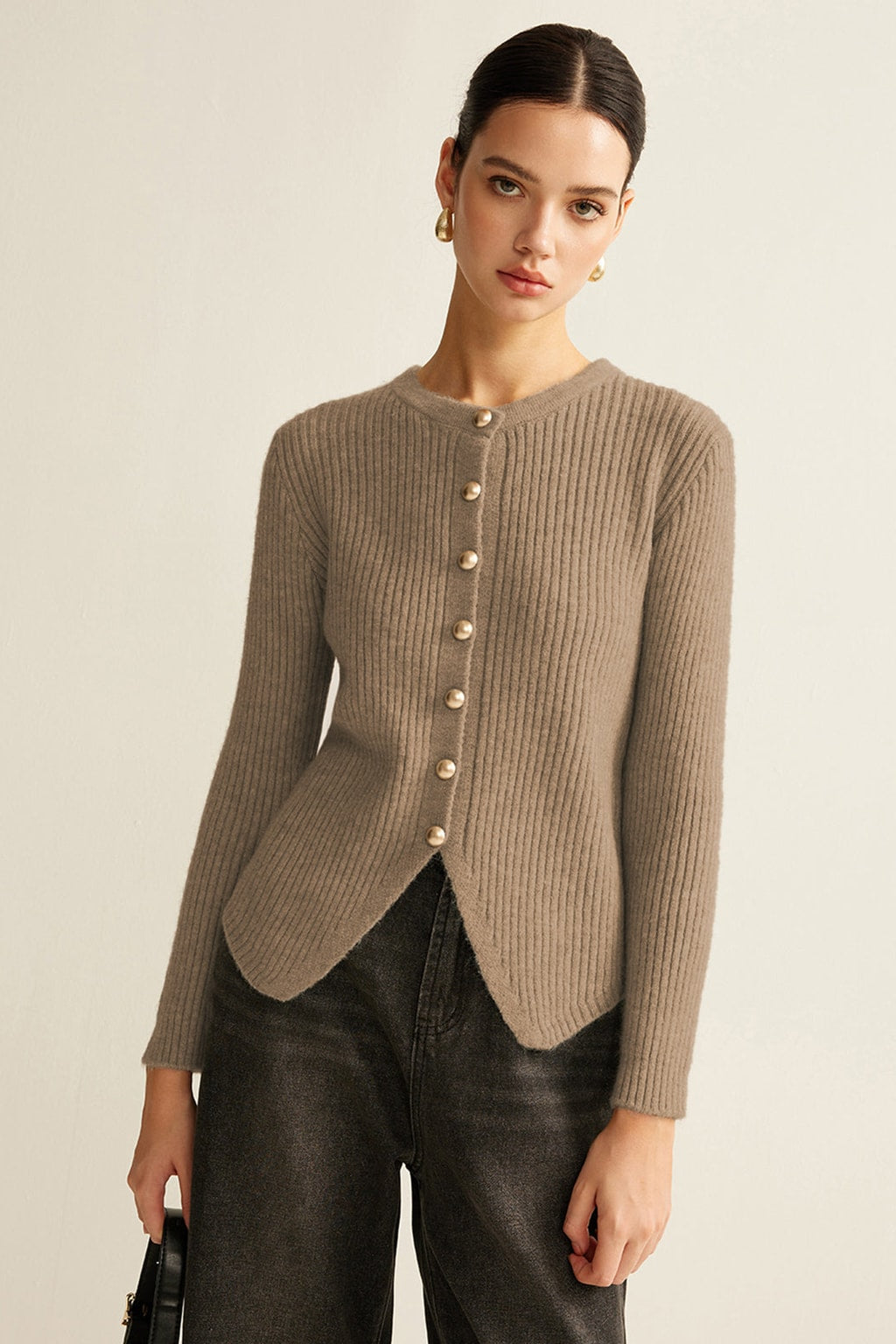 Knit Button-Front Split-Hem Cardigan - 7