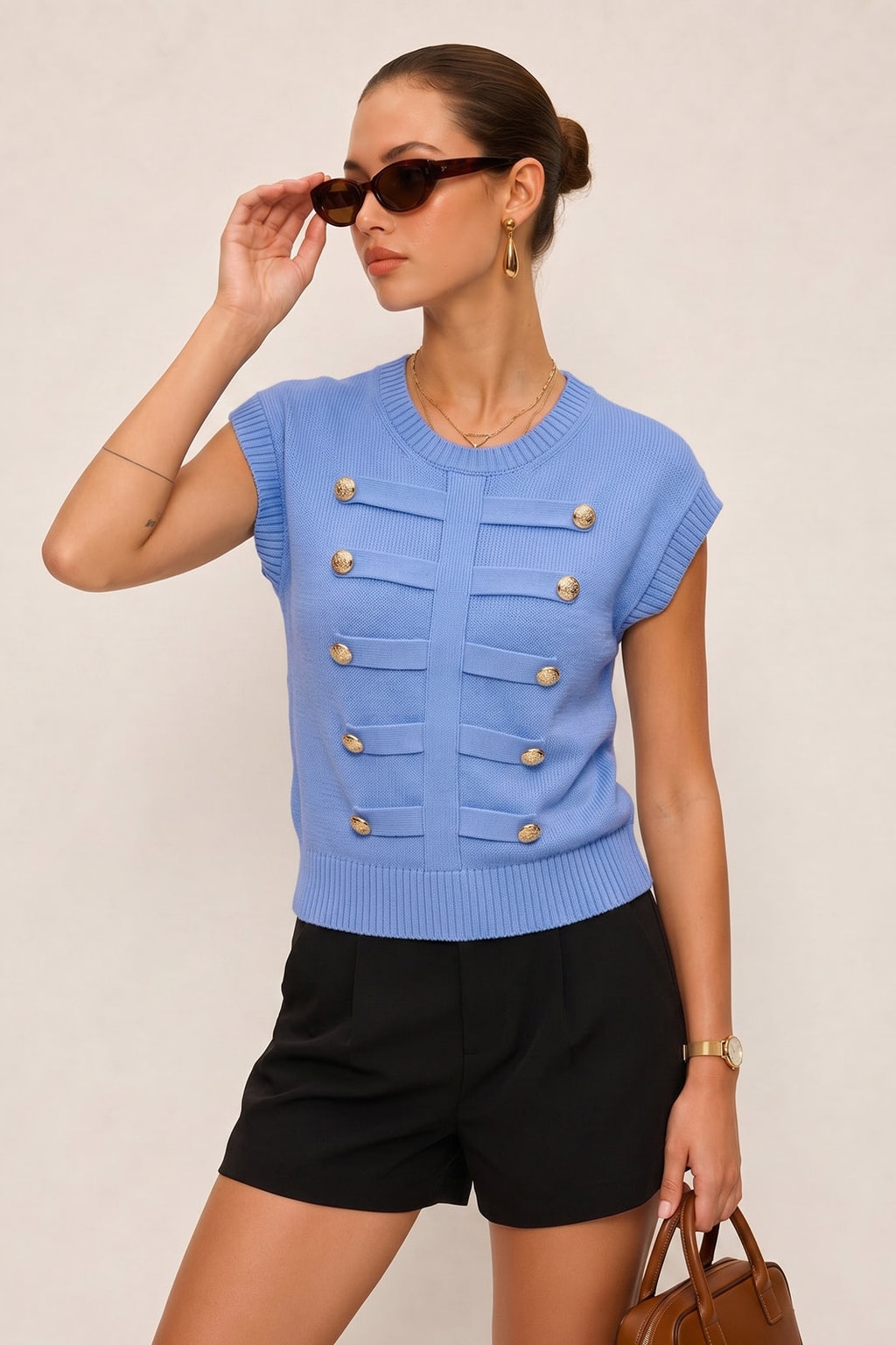 Knit Tank Top With Metal Detail - 7