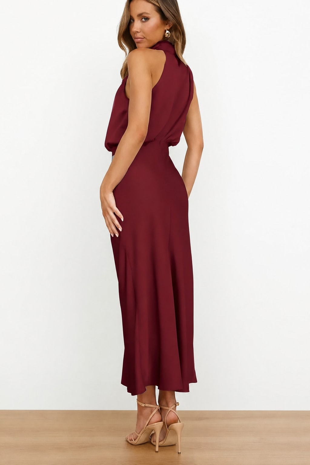 Polyester Maxi Dress With Halter Neck - 8