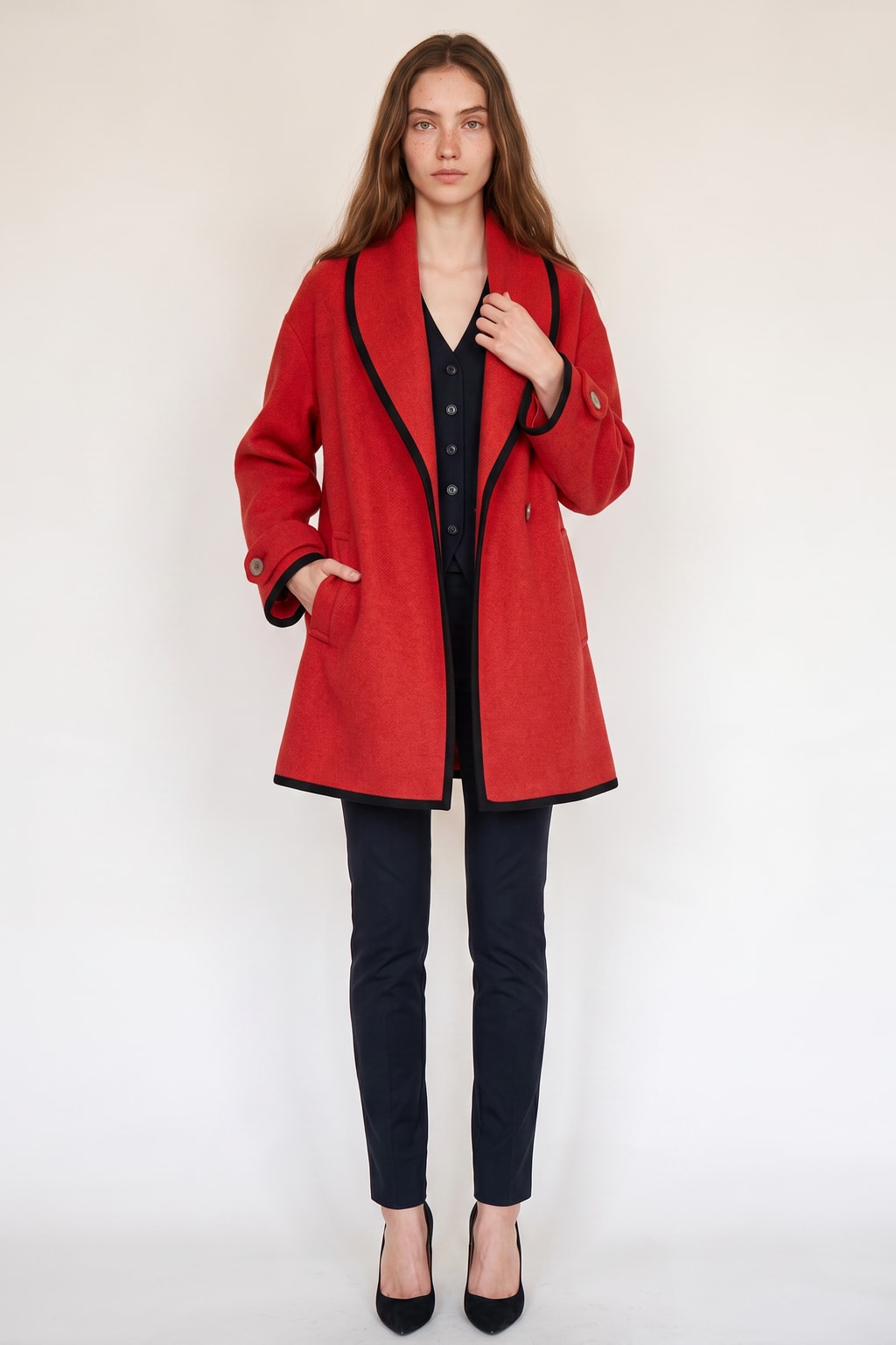 Women's Belted Warm Wool-Blend Coat Oversized Fit - 8