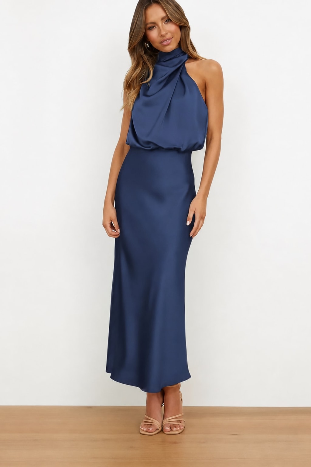 Polyester Maxi Dress With Halter Neck - 9
