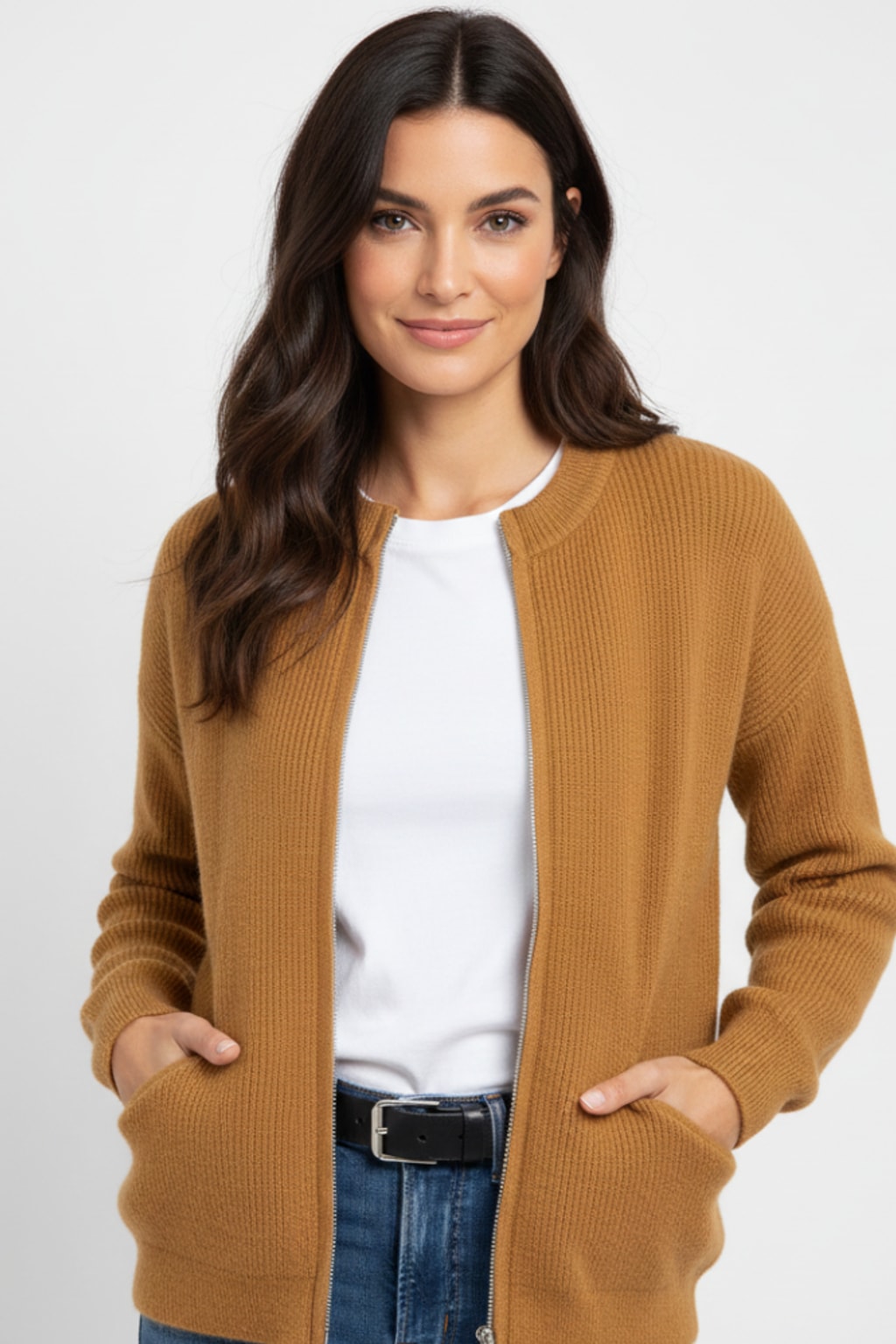 Soft zip-up relaxed fit cardigan - view 9