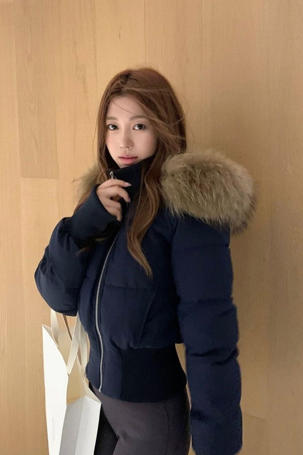 Cotton Jacket Fur Collar Hooded Winter Coat - 8