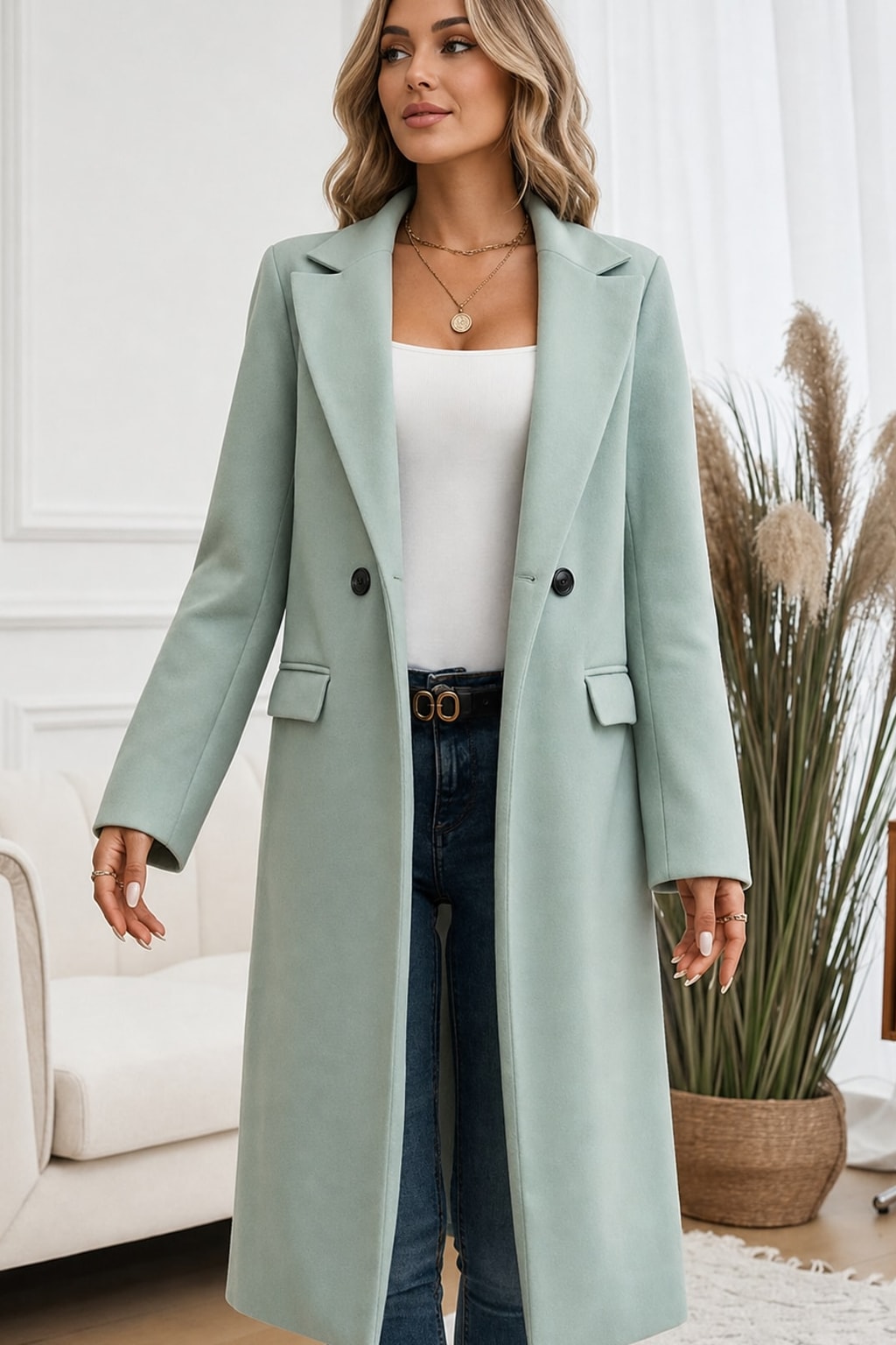 Tailored Longline Coat Warm, Pocketed Everyday Wear - 8