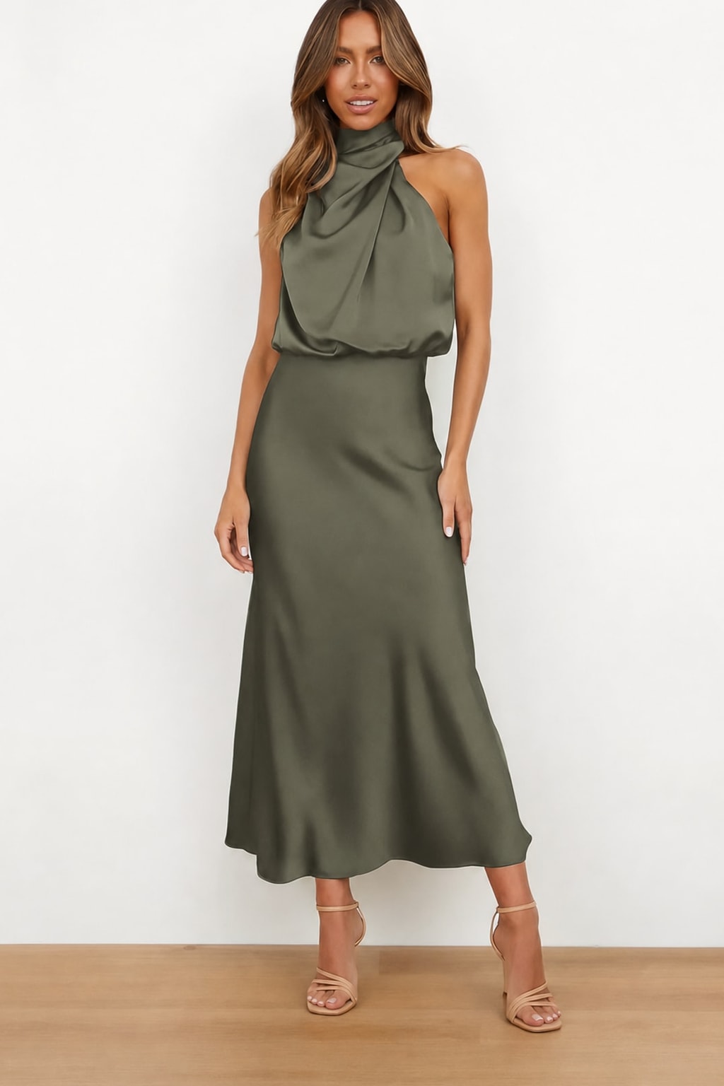 Polyester Maxi Dress With Halter Neck - 11