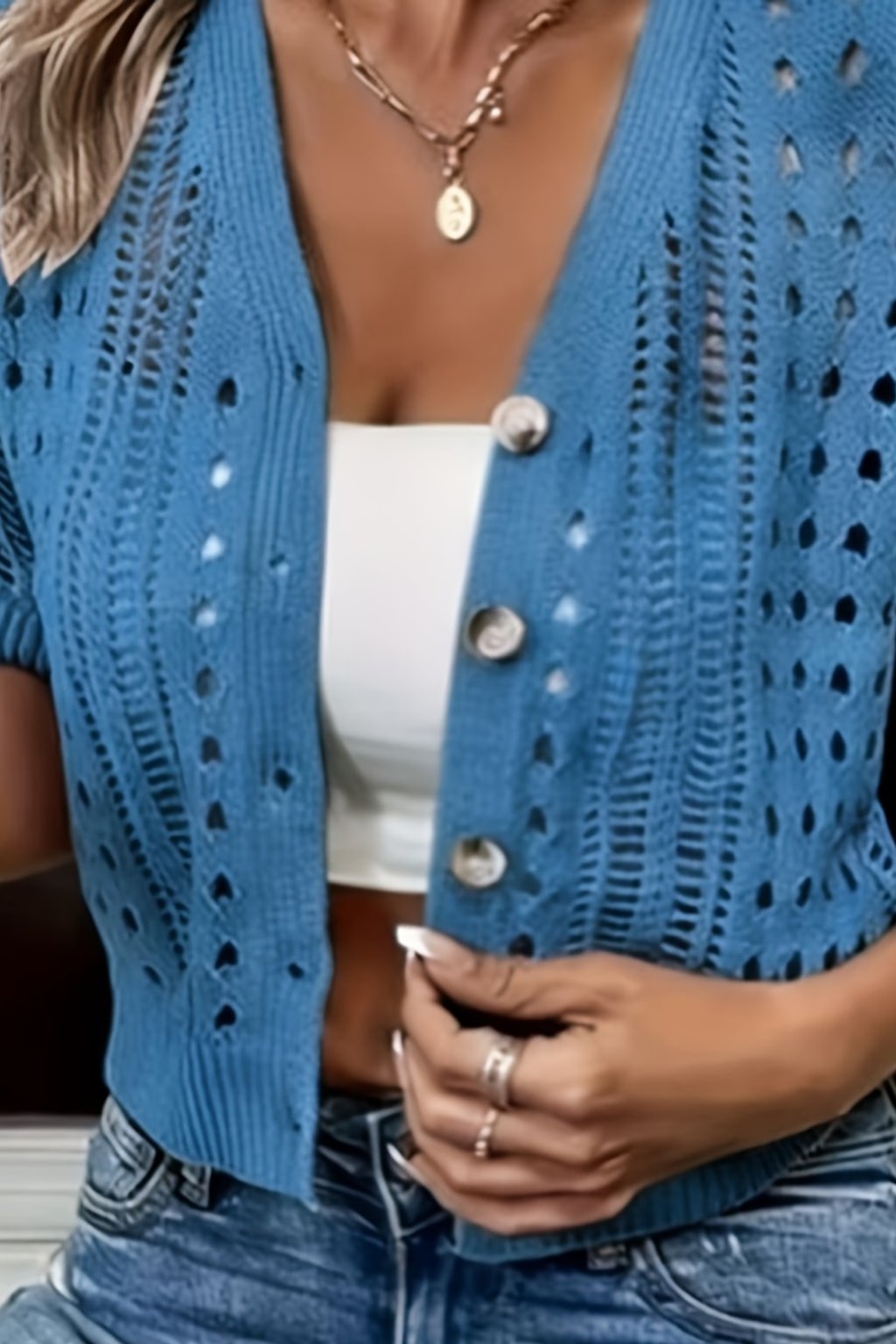 Effortless Open Knit Short Sleeve Cardigan - 10