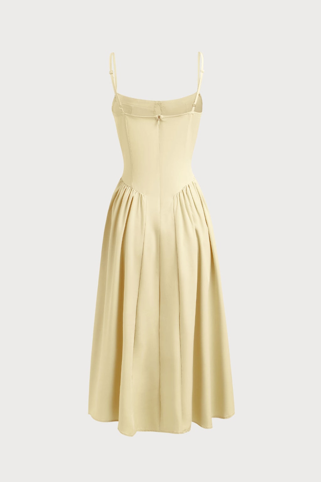 Yellow Square Neck Pocket Midi Dress For Women - 5