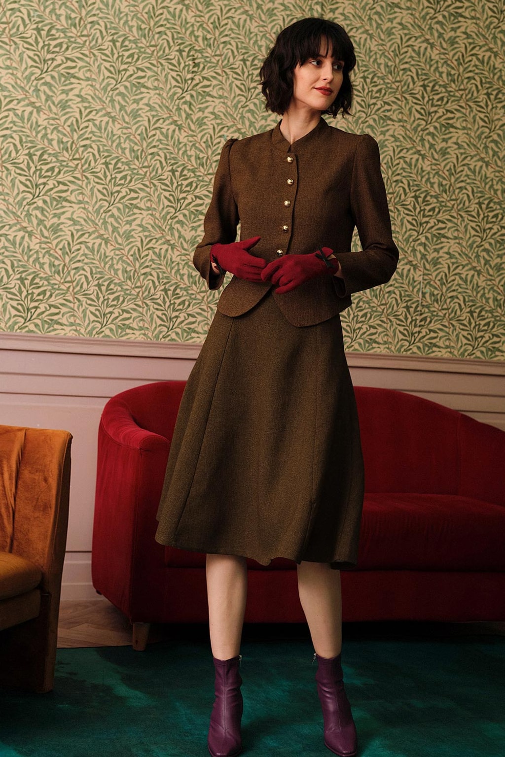 High-Waisted Tweed Skirt With Slimming Pleats & Hidden Zip - 5
