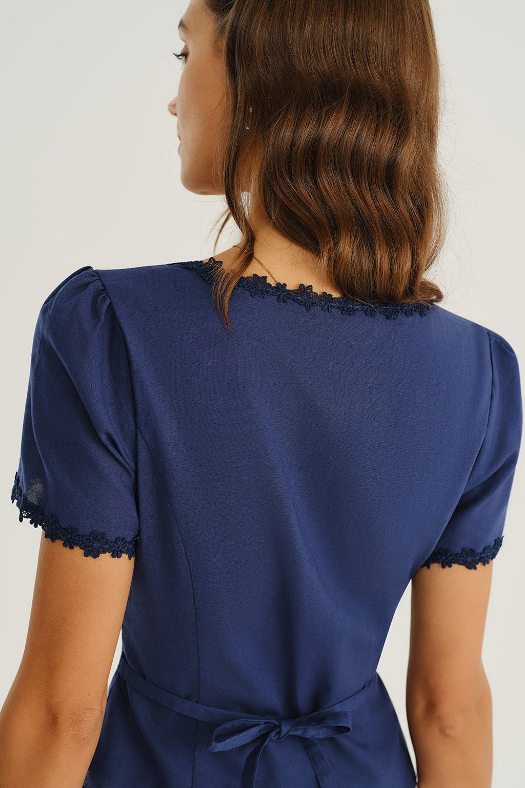 Square Neck Button-Front Blouse Breathable Cotton Linen - 4