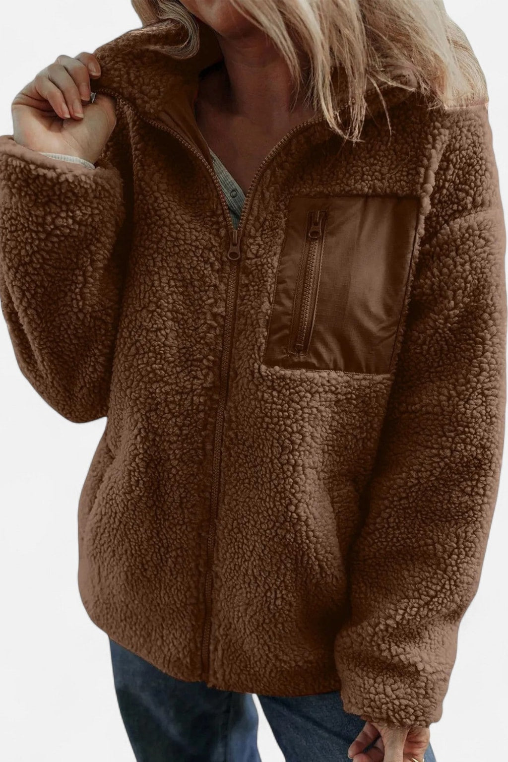 Women's Teddy Fleece Long Coat Cozy Winter Warmth - 4