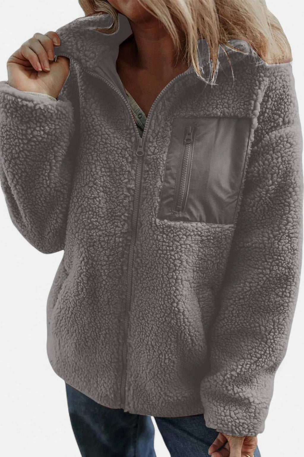 Women's Teddy Fleece Long Coat Cozy Winter Warmth - 5