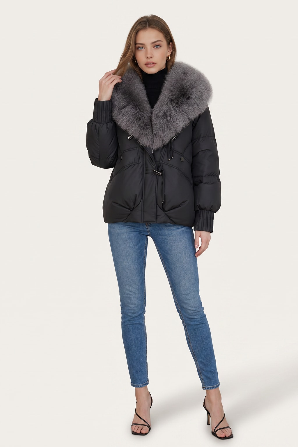 Fur Collar Short Puffer Coat Cozy Winter Warmth - 4