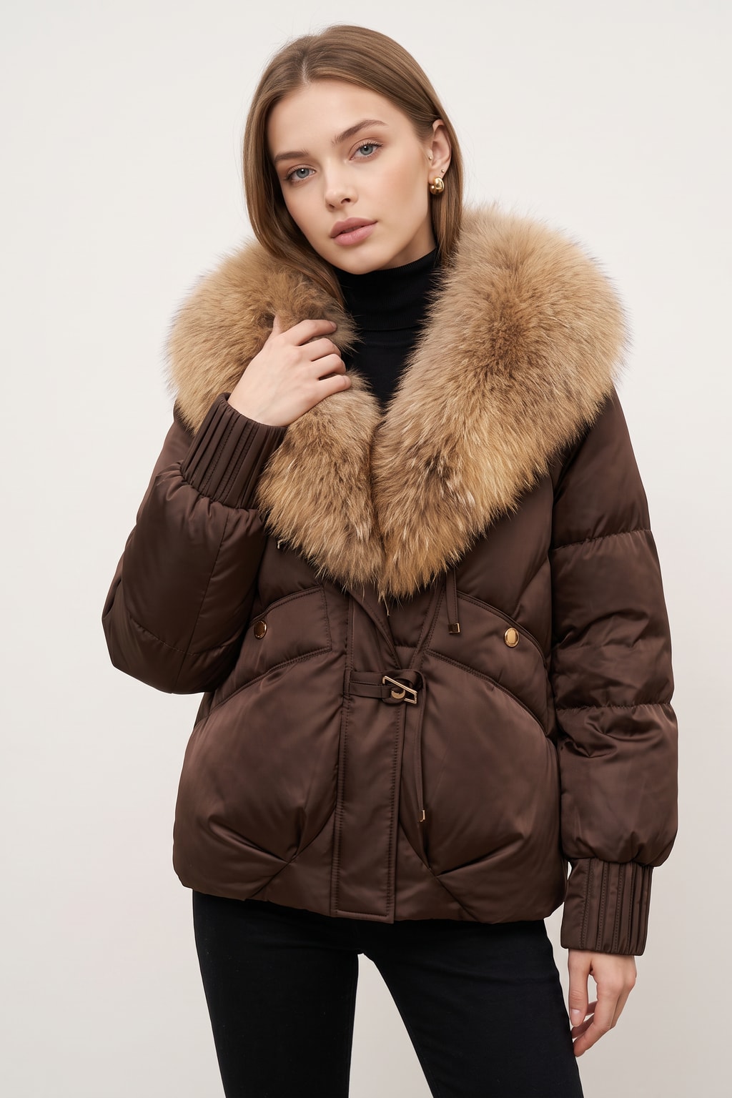 Fur Collar Short Puffer Coat Cozy Winter Warmth - 6