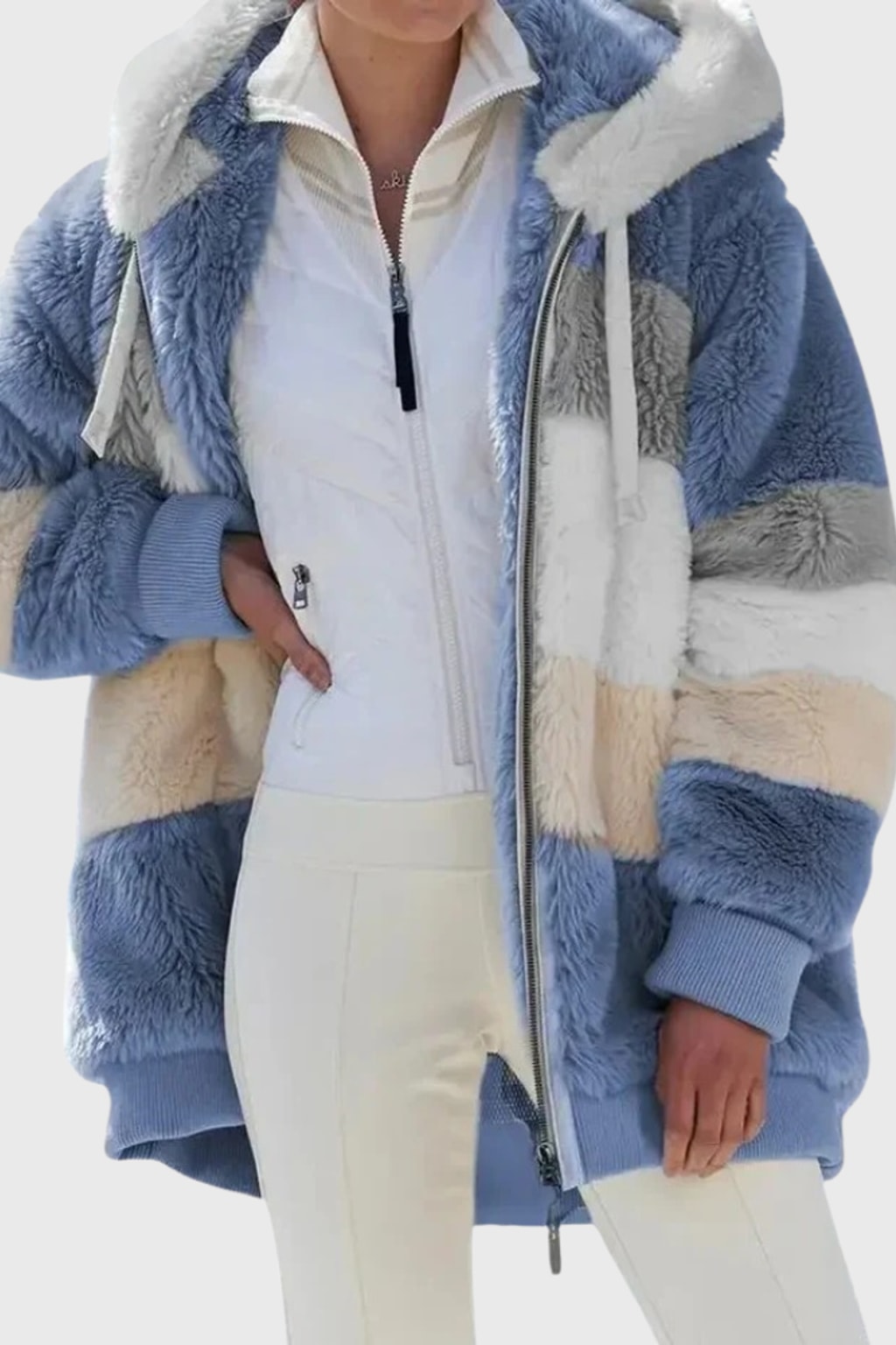 Women's Puffer Jacket with Faux-Fur Hood Warm Winter Coat - 3