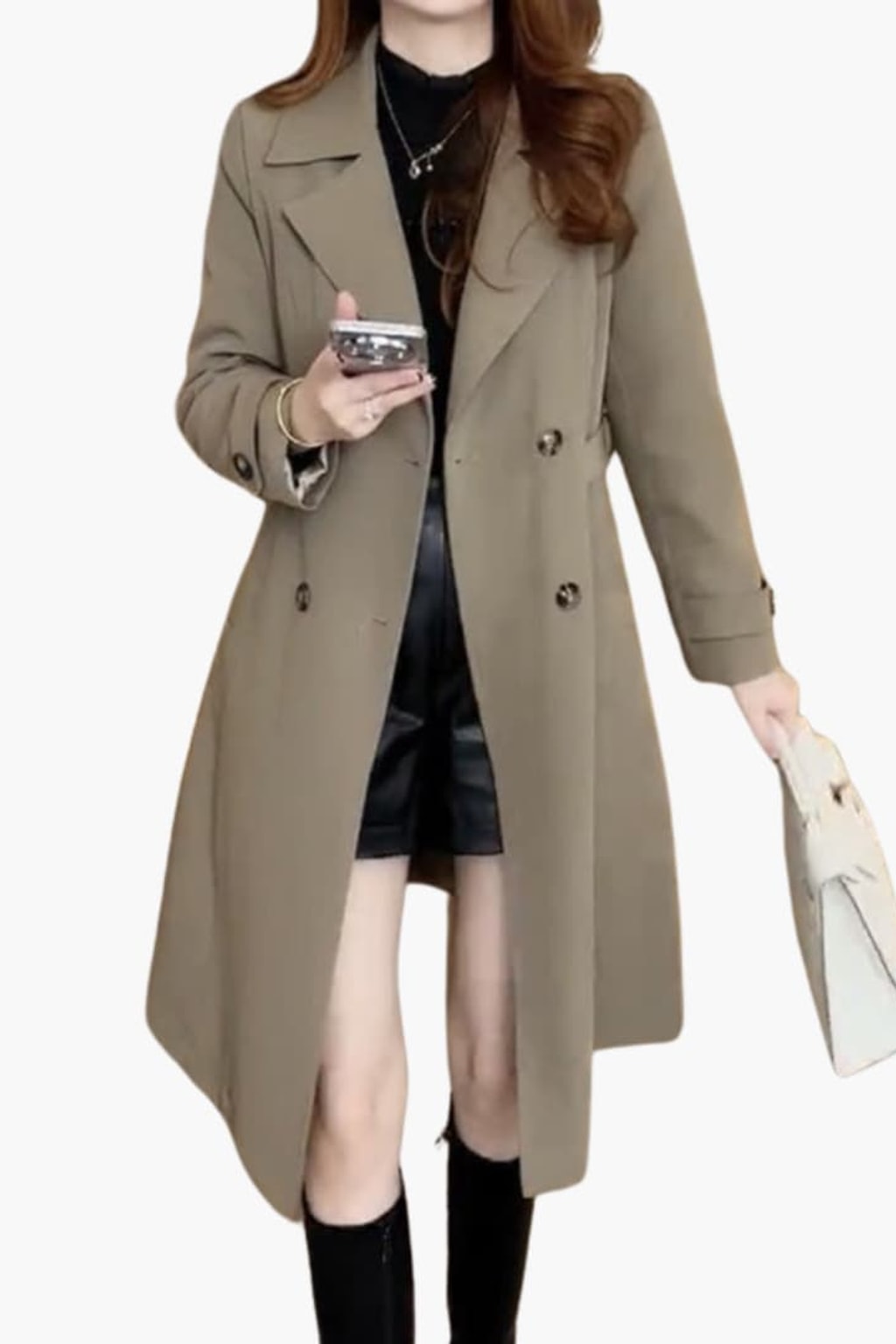 Belted Longline Trench Coat Classic Everyday Outerwear - 2