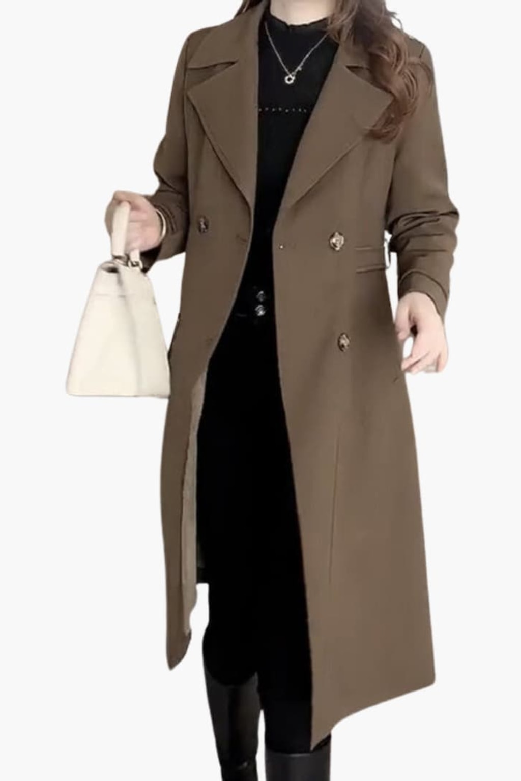 Belted Longline Trench Coat Classic Everyday Outerwear - 4