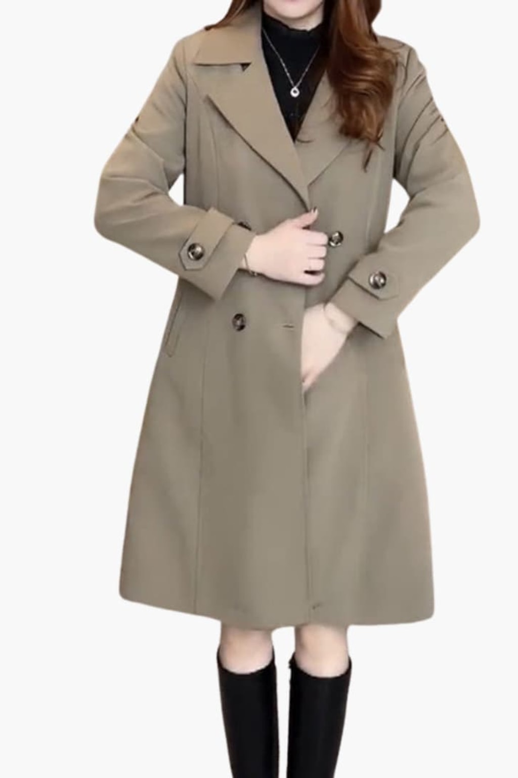 Belted Longline Trench Coat Classic Everyday Outerwear - 6
