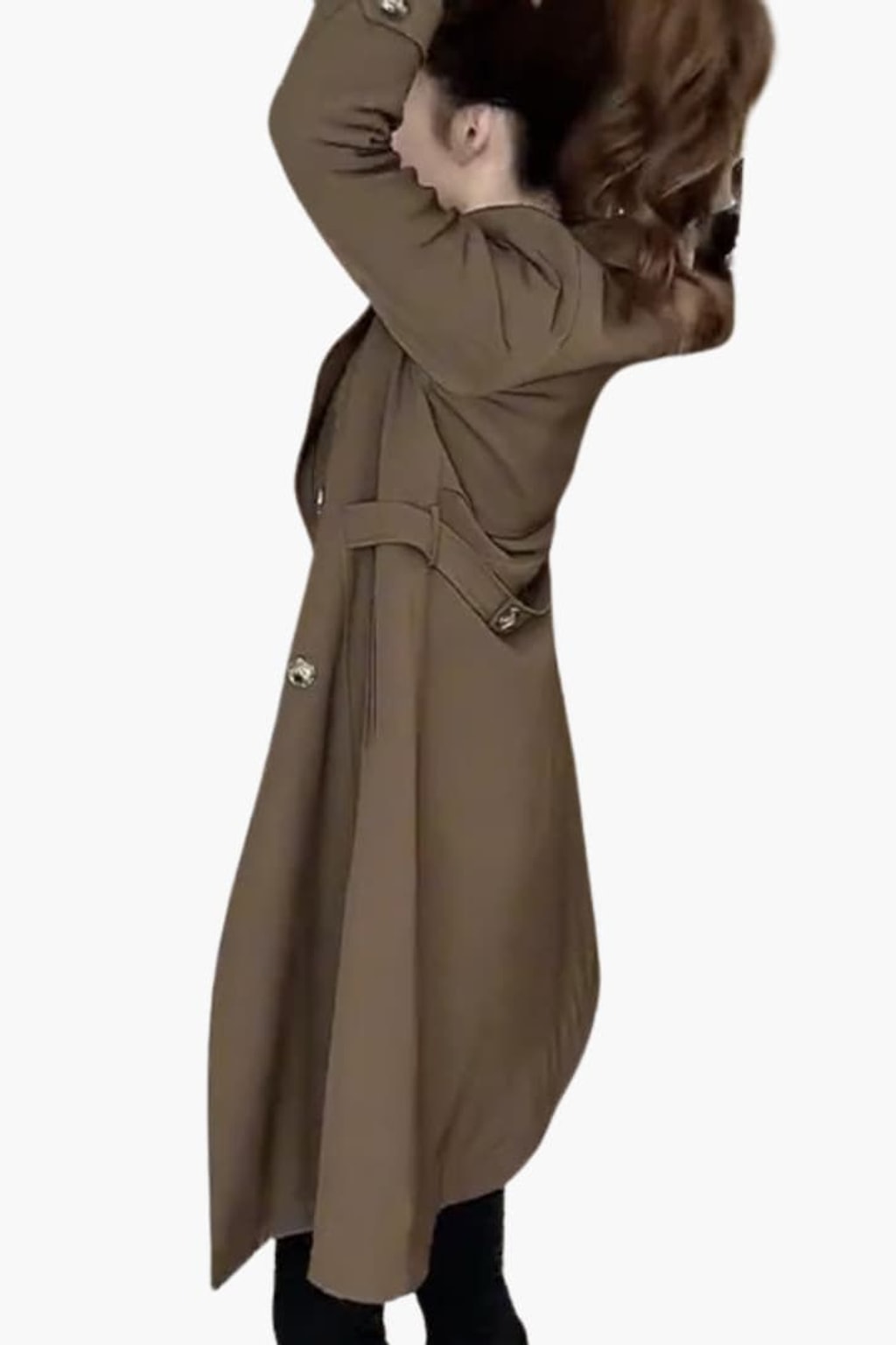 Belted Longline Trench Coat Classic Everyday Outerwear - 7