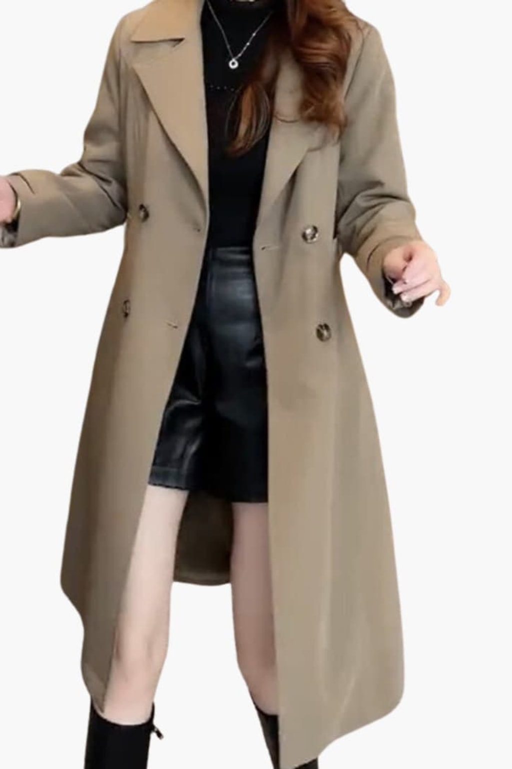 Belted Longline Trench Coat Classic Everyday Outerwear - 8