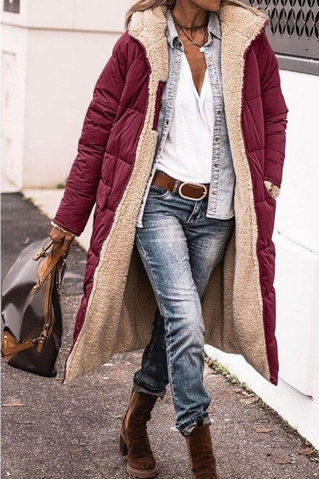 Reversible Down-Filled Long Hooded Winter Coat - 6