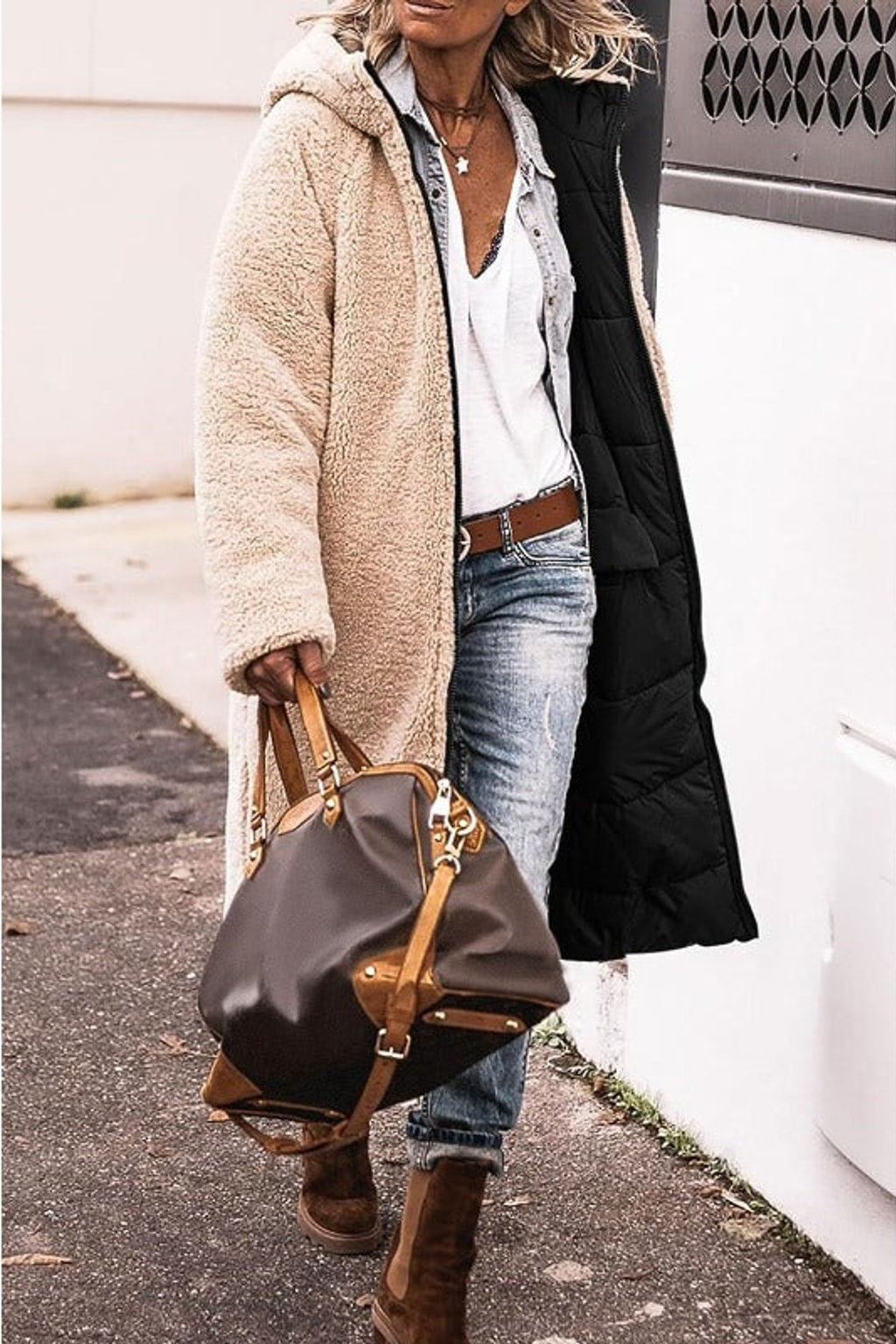 Reversible Down-Filled Long Hooded Winter Coat - 7