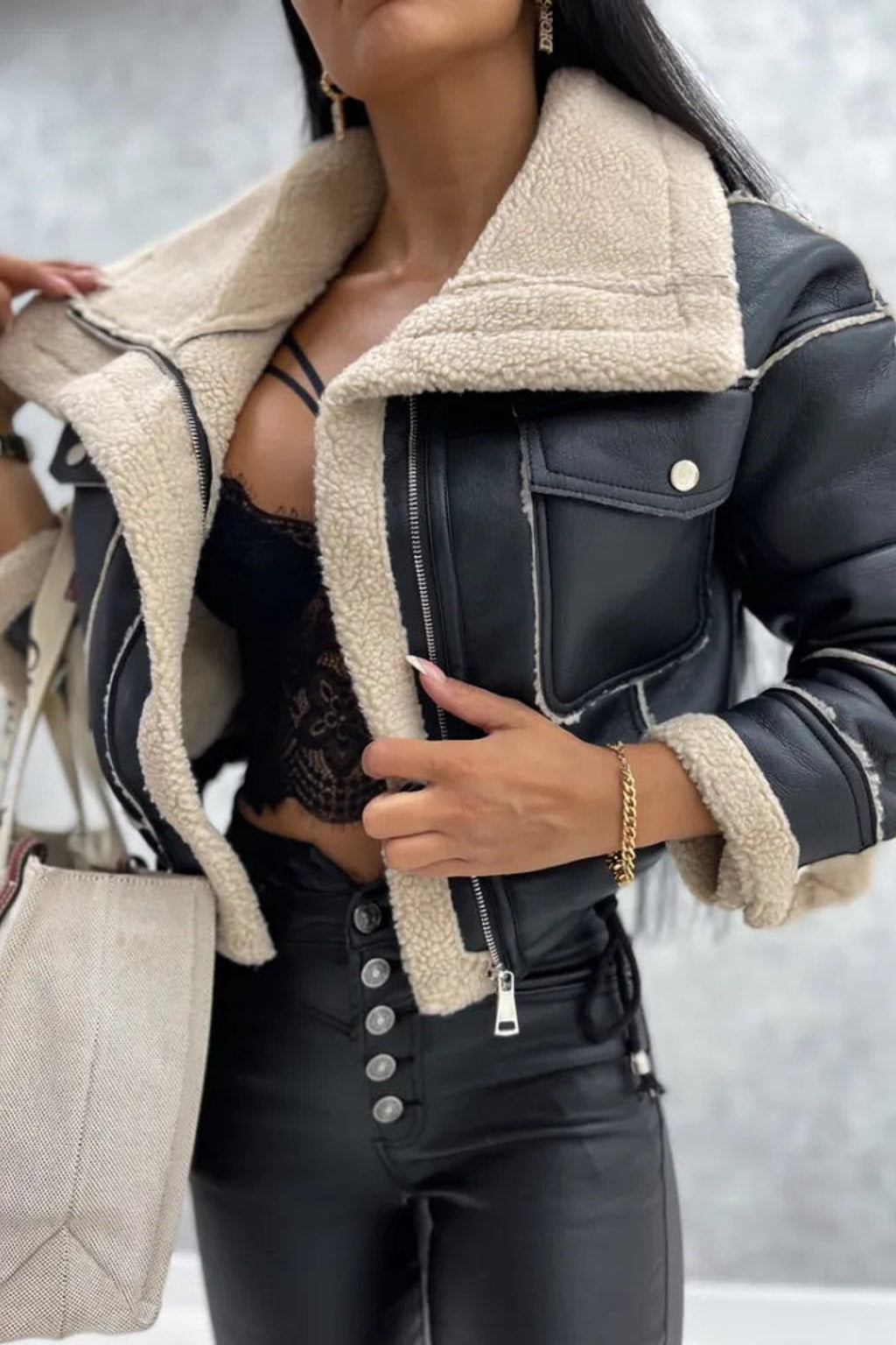 Leather Cropped Jacket With Tailored Fit - 2