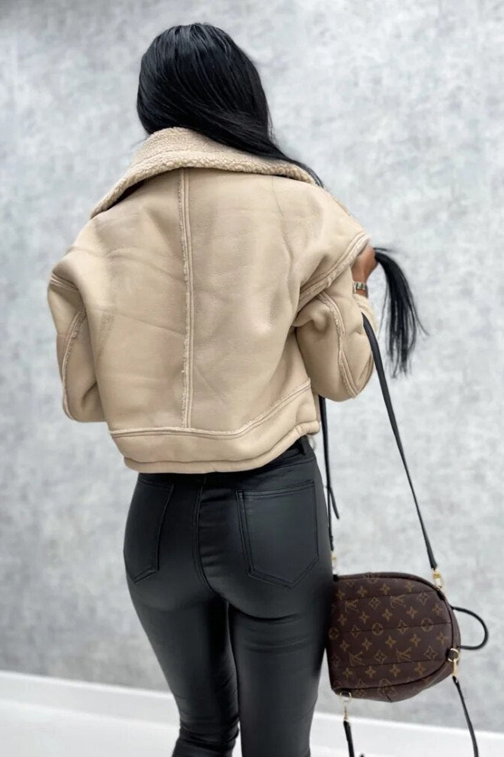 Leather Cropped Jacket With Tailored Fit - 6
