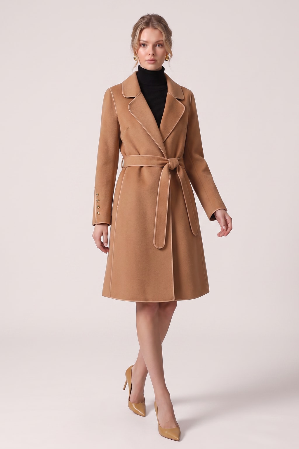 Wool Blend Overcoat With Adjustable Tie Belt - 3