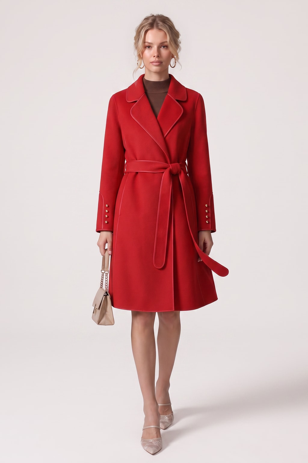 Wool Blend Overcoat With Adjustable Tie Belt - 5