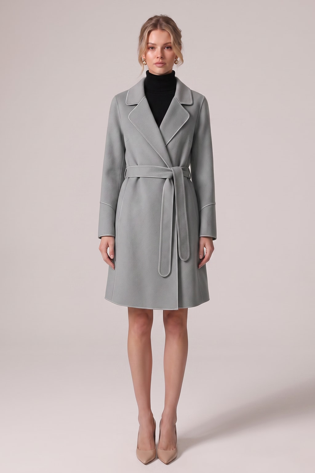 Wool Blend Overcoat With Adjustable Tie Belt - 6