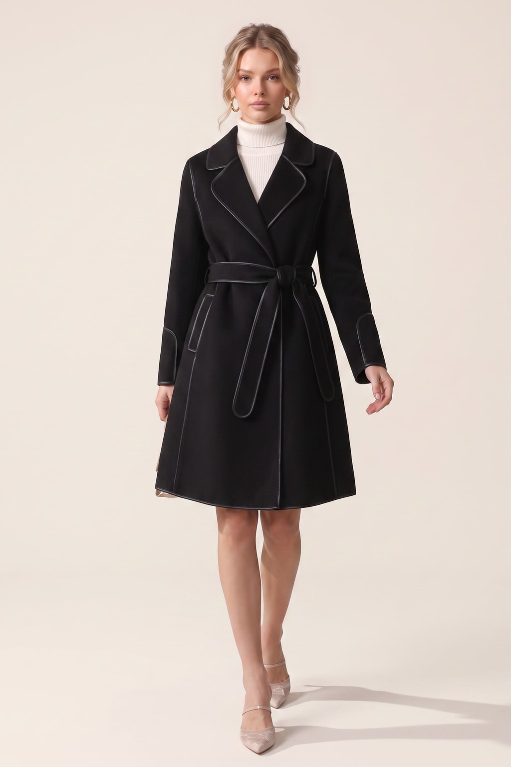 Wool Blend Overcoat With Adjustable Tie Belt - 7