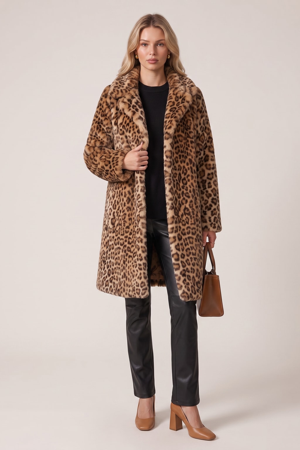Leopard Print Winter Coat Cozy Statement Outerwear - 5