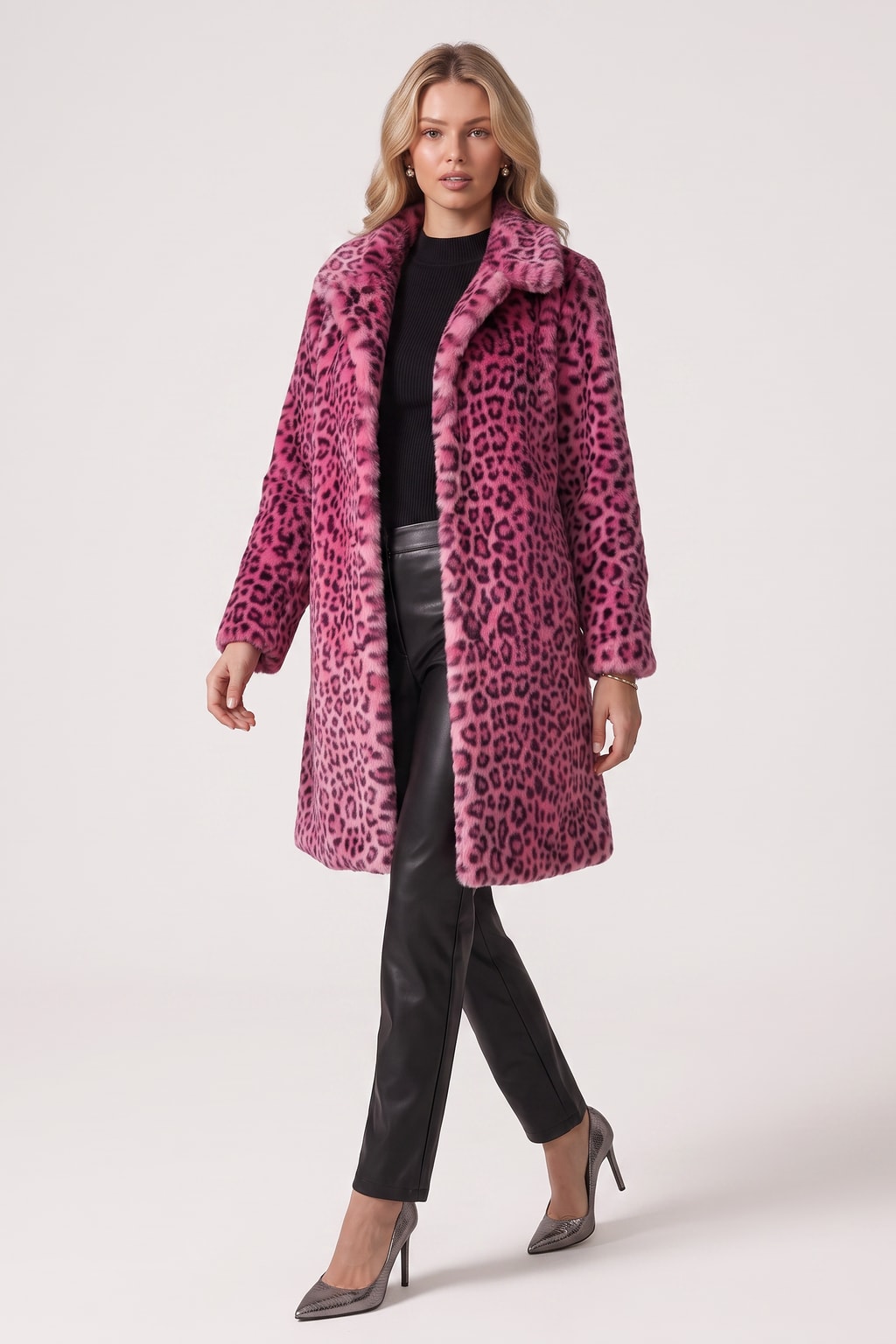 Leopard Print Winter Coat Cozy Statement Outerwear - 4
